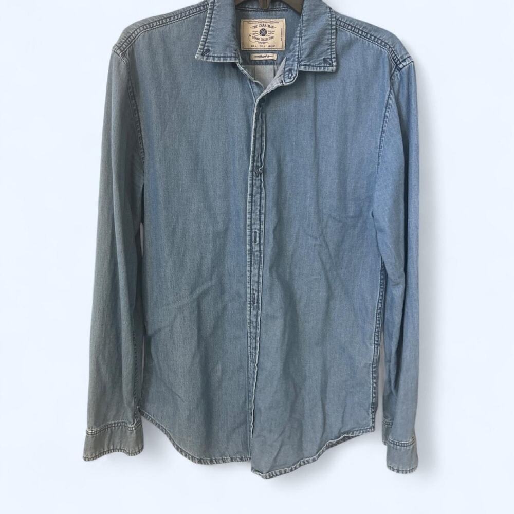 🍁Zara Man Denim Collection Vintage Style Men’s Shirt – Size L
